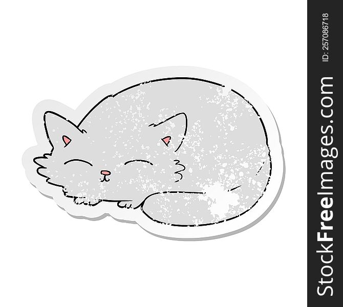 Distressed Sticker Of A Cartoon Cat Sleeping