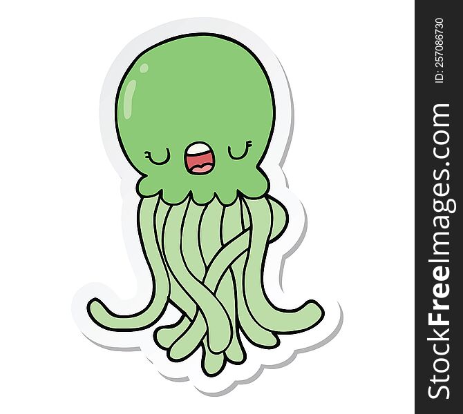 Sticker Of A Cartoon Jellyfish