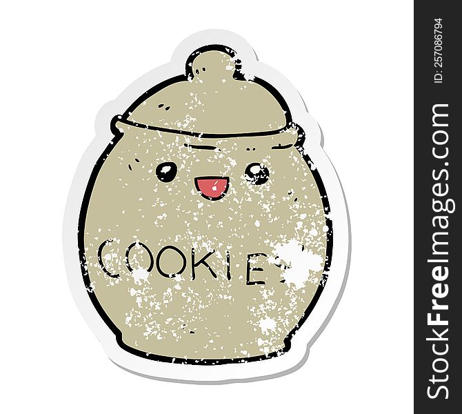 distressed sticker of a cute cartoon cookie jar