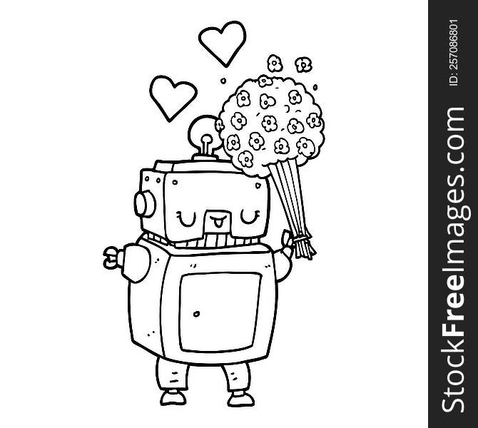 cartoon robot in love