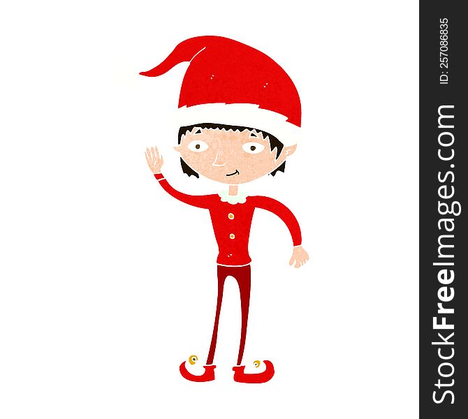 Cartoon Waving Christmas Elf