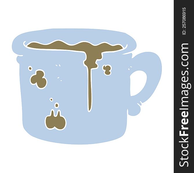 flat color illustration of old coffee cup. flat color illustration of old coffee cup
