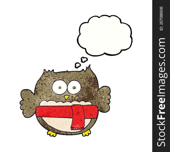 Thought Bubble Textured Cartoon Cute Owl