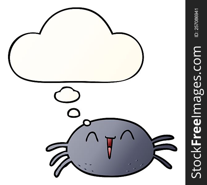 cartoon spider with thought bubble in smooth gradient style