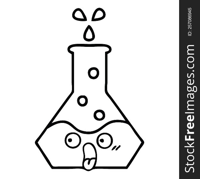 Line Drawing Cartoon Science Beaker