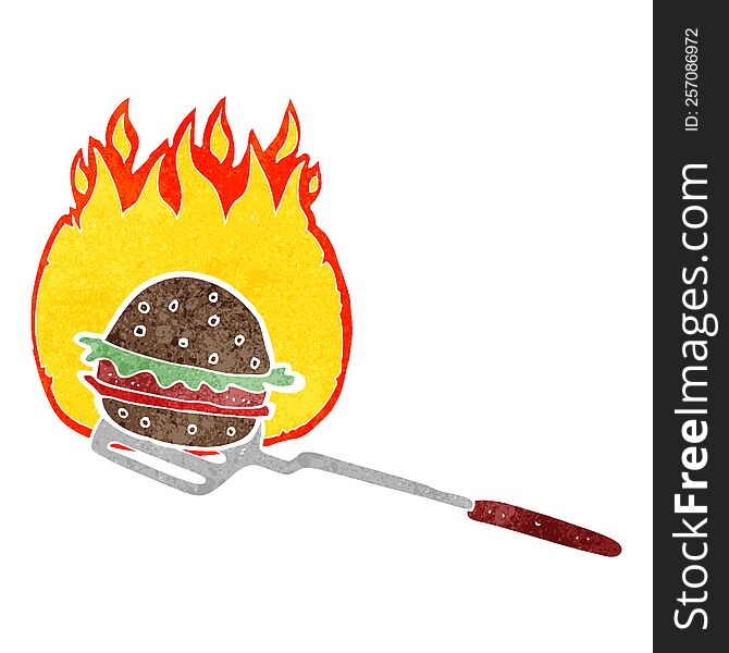 Retro Cartoon Cooking Burger