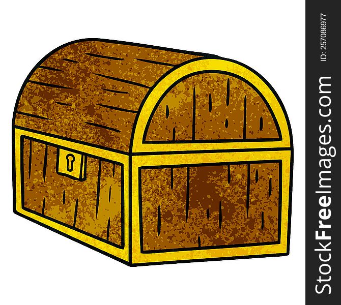 hand drawn textured cartoon doodle of a treasure chest
