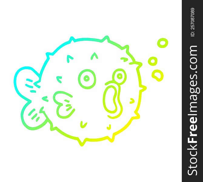 Cold Gradient Line Drawing Cartoon Blow Fish