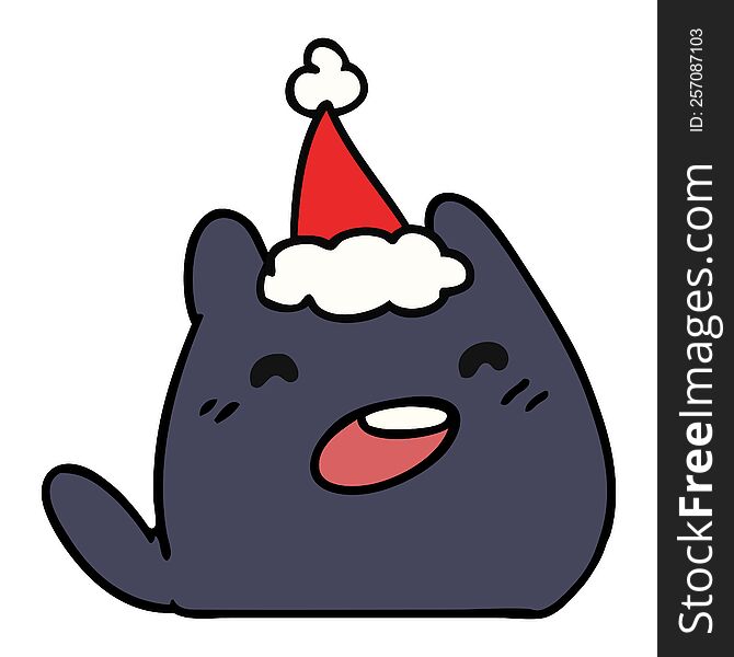 christmas cartoon of kawaii cat