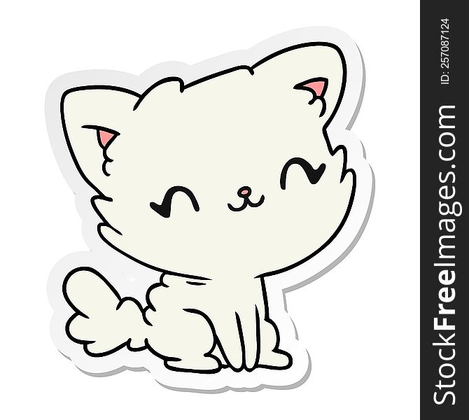 sticker cartoon illustration cute kawaii fluffy cat. sticker cartoon illustration cute kawaii fluffy cat