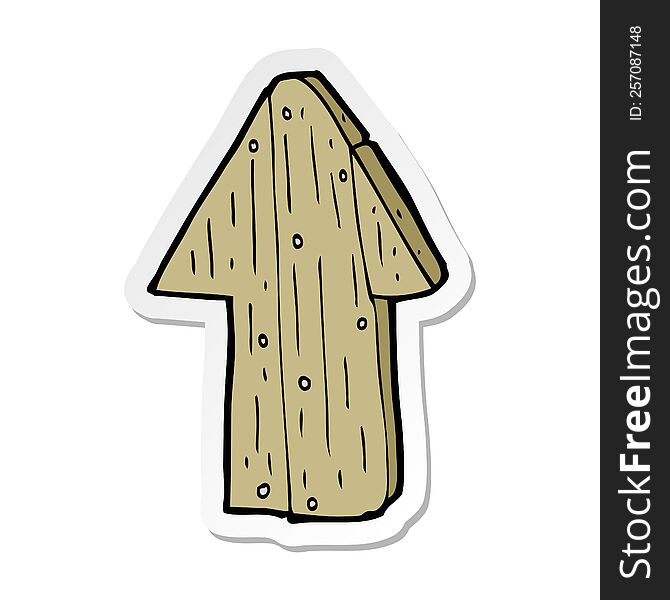 sticker of a cartoon wooden direction arrow