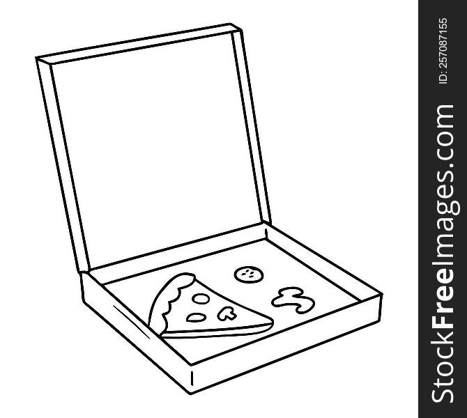 Line Drawing Doodle Of A Slice Of Pizza