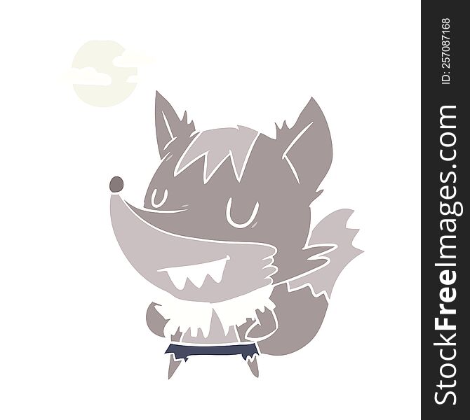 Flat Color Style Cartoon Halloween Werewolf
