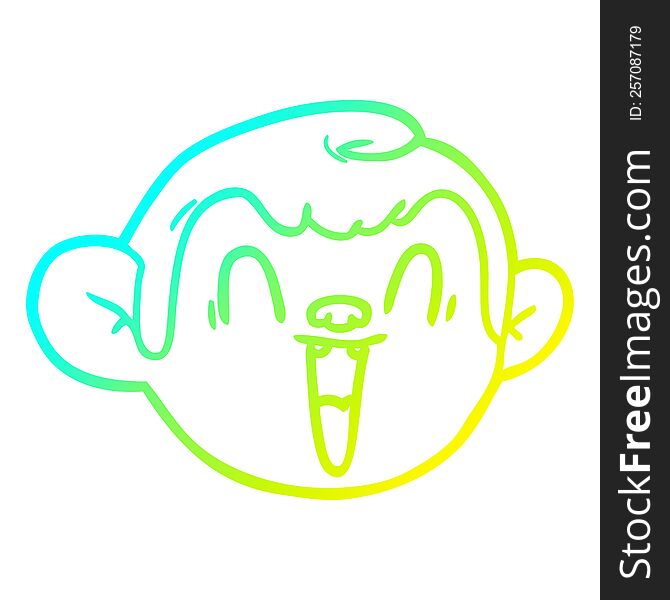 cold gradient line drawing of a cartoon monkey face