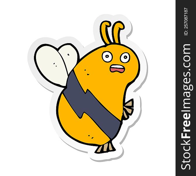 Sticker Of A Funny Cartoon Bee