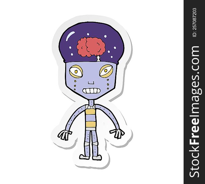 Sticker Of A Cartoon Weird Robot