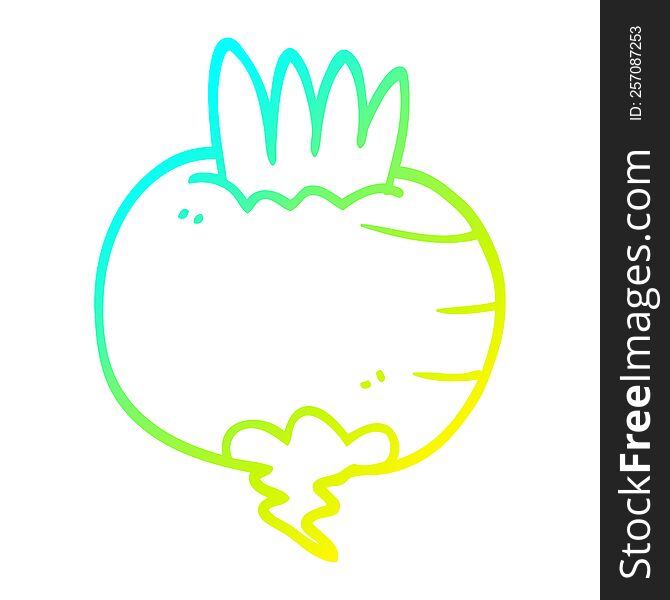 Cold Gradient Line Drawing Cartoon Turnip