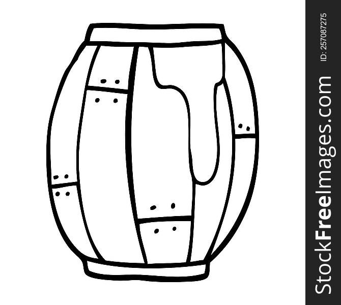 line drawing cartoon beer barrel