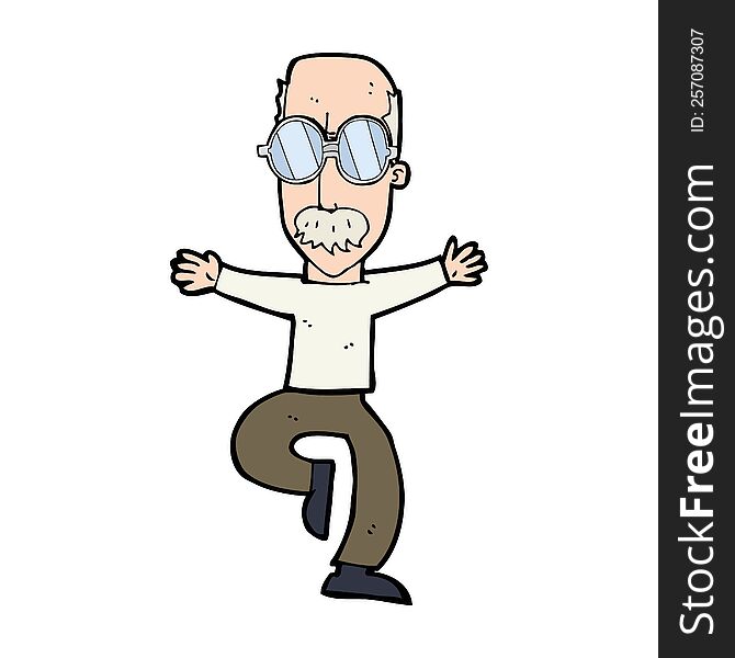 Cartoon Old Man Wearing Big Glasses