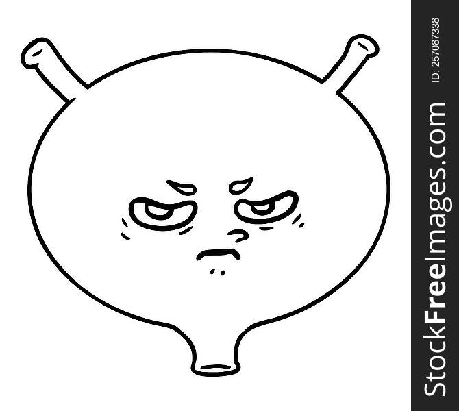 cartoon angry bladder. cartoon angry bladder