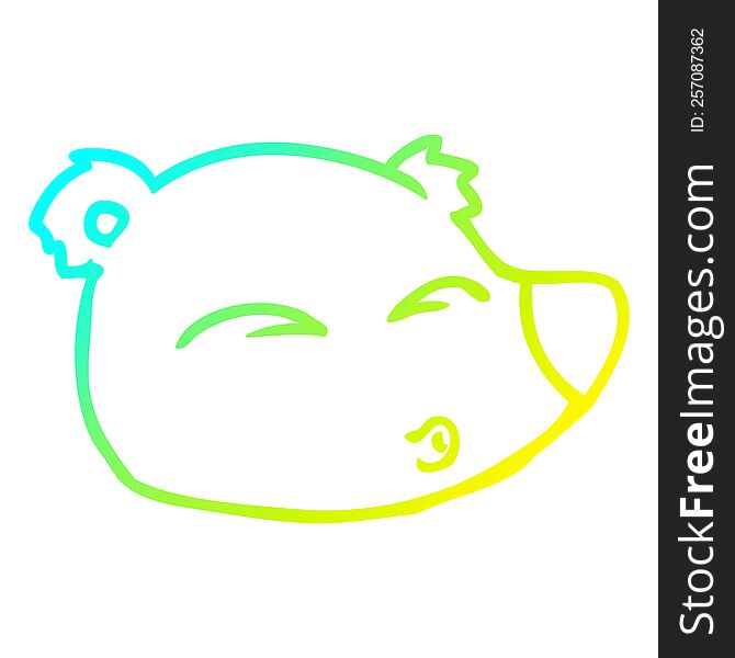 cold gradient line drawing of a cartoon bear face