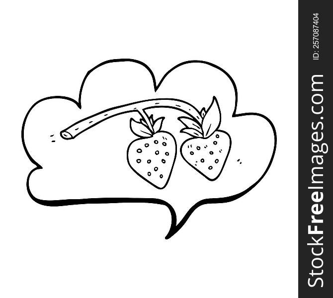 freehand drawn speech bubble cartoon strawberries