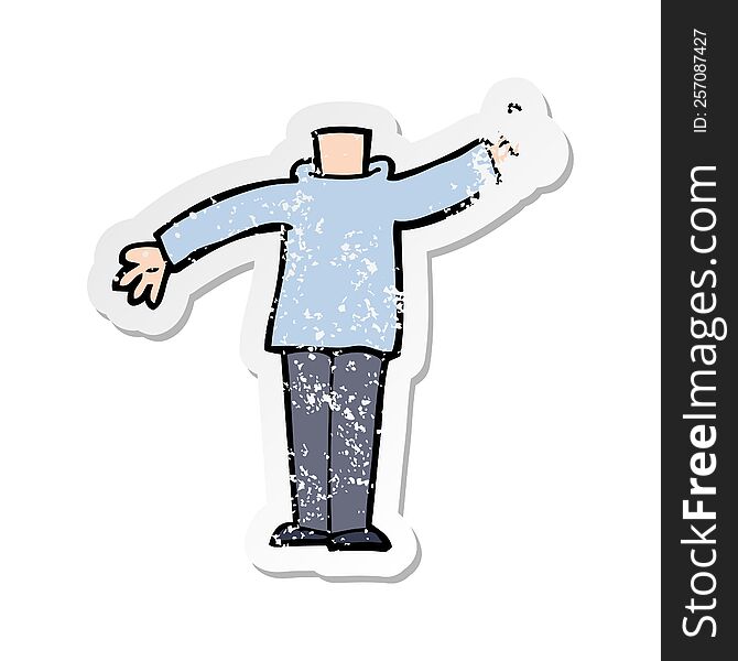 Retro Distressed Sticker Of A Cartoon Body With Raised Hand