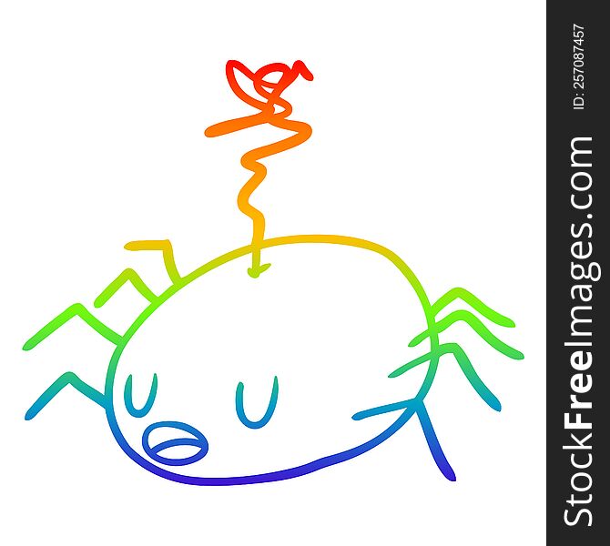 Rainbow Gradient Line Drawing Halloween Spider