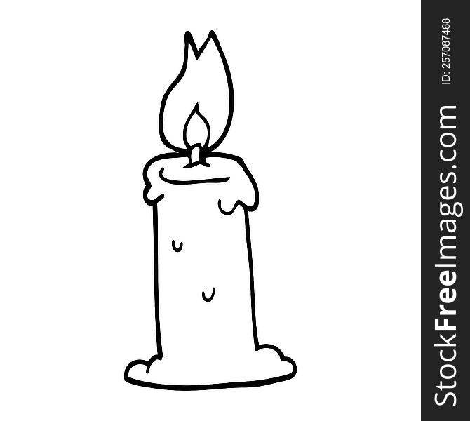 Line Drawing Cartoon Burning Candle