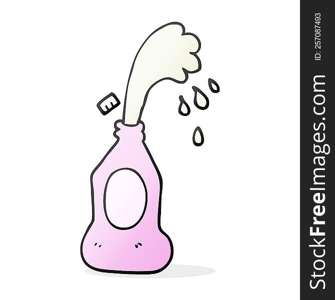 freehand drawn cartoon squirting lotion bottle