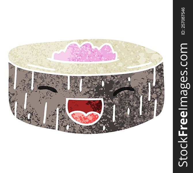 Quirky Retro Illustration Style Cartoon Happy Sushi