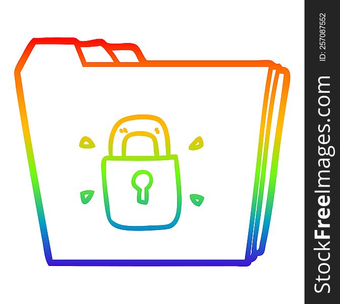 rainbow gradient line drawing cartoon locked files