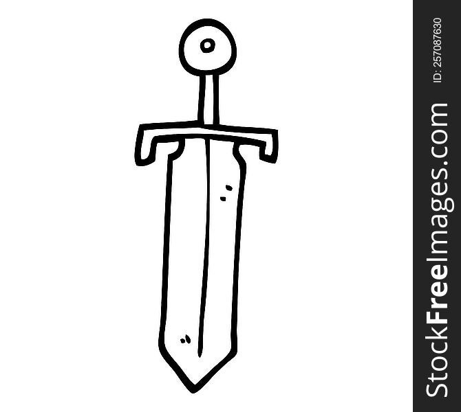 Line Drawing Cartoon Old Sword