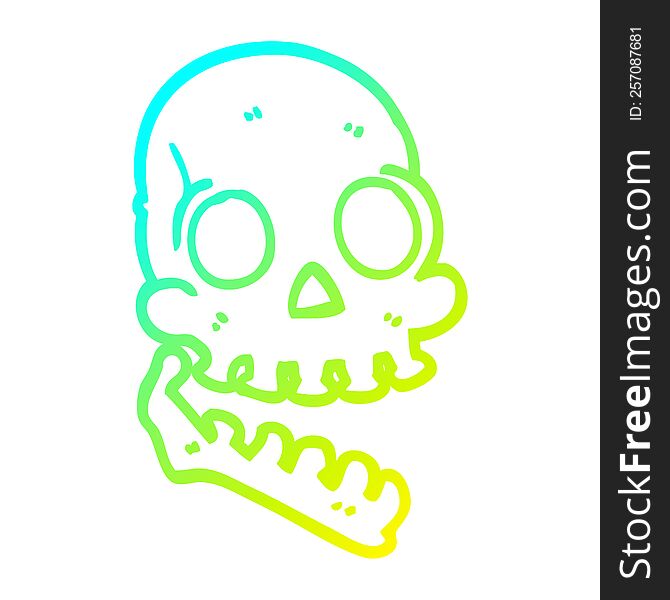 Cold Gradient Line Drawing Cartoon Happy Skull