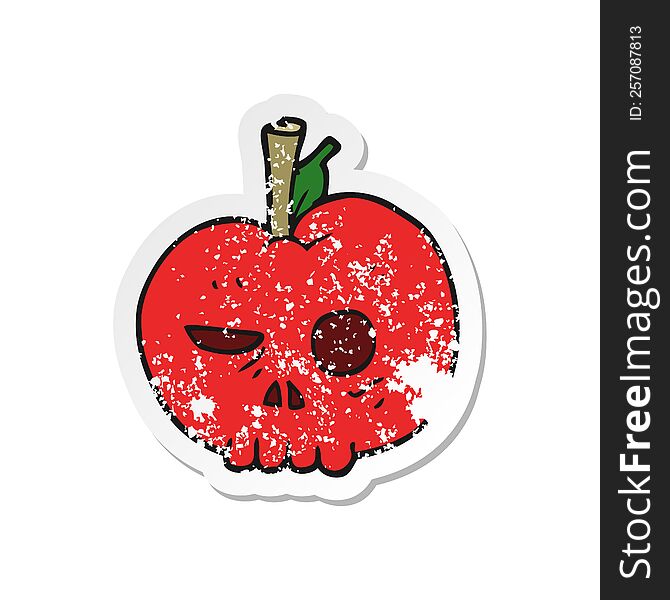 Retro Distressed Sticker Of A Cartoon Poison Apple