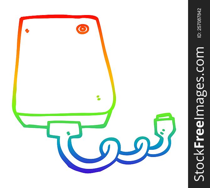 rainbow gradient line drawing of a cartoon hard drive
