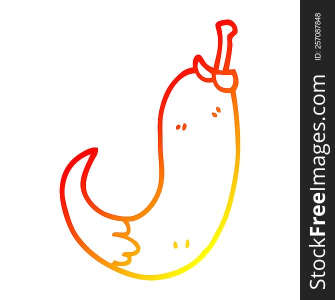 warm gradient line drawing of a cartoon chilli pepper