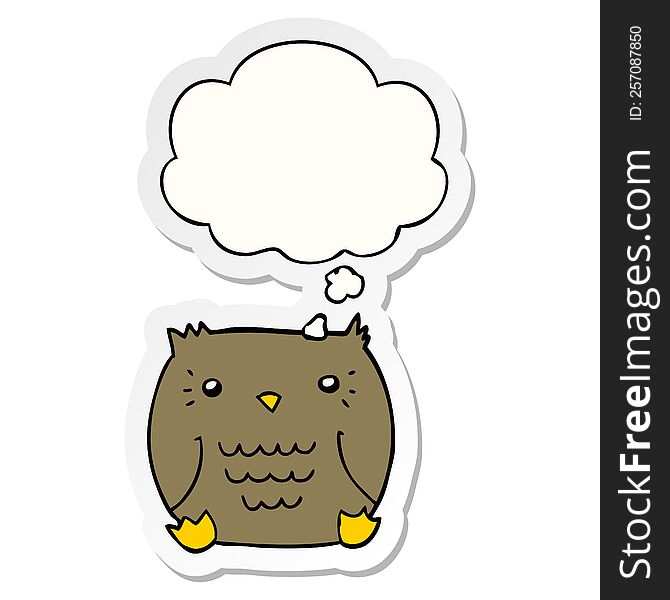 cartoon owl with thought bubble as a printed sticker