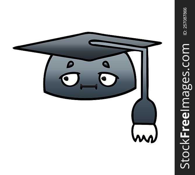 gradient shaded cartoon of a graduation hat