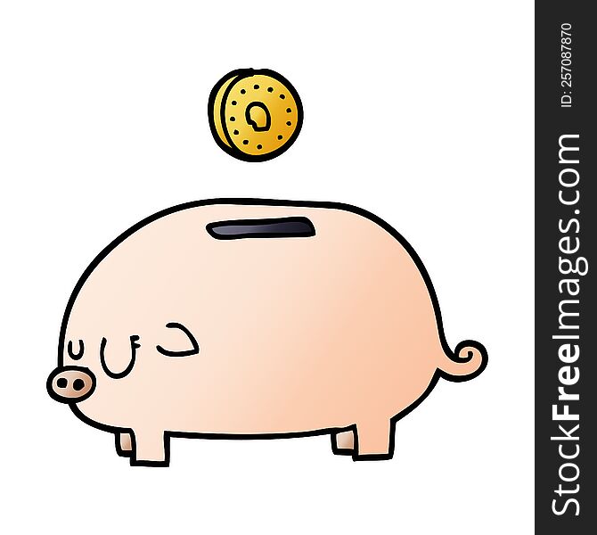 cartoon doodle piggy bank