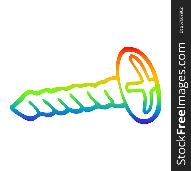rainbow gradient line drawing of a brass screw