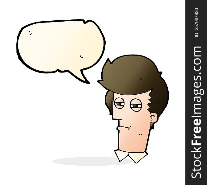 Cartoon Man With Narrowed Eyes With Speech Bubble