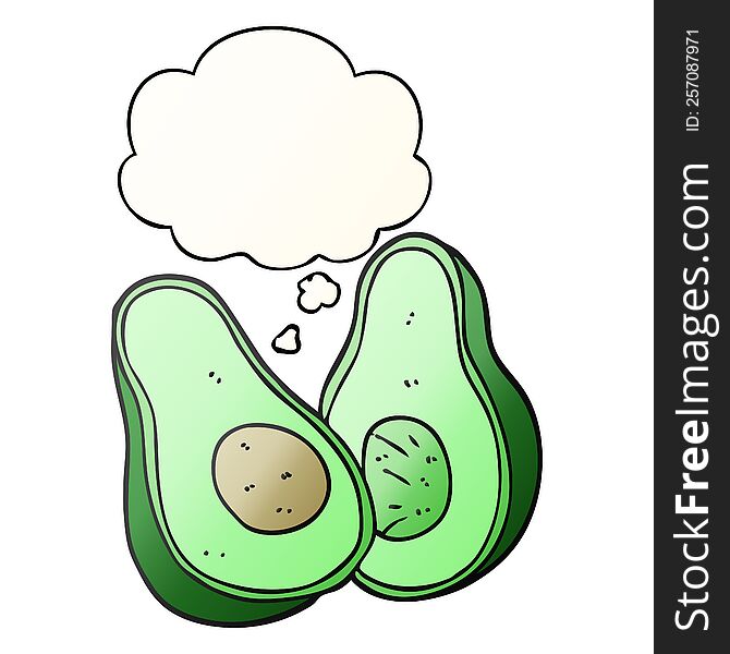 Cartoon Avocado And Thought Bubble In Smooth Gradient Style