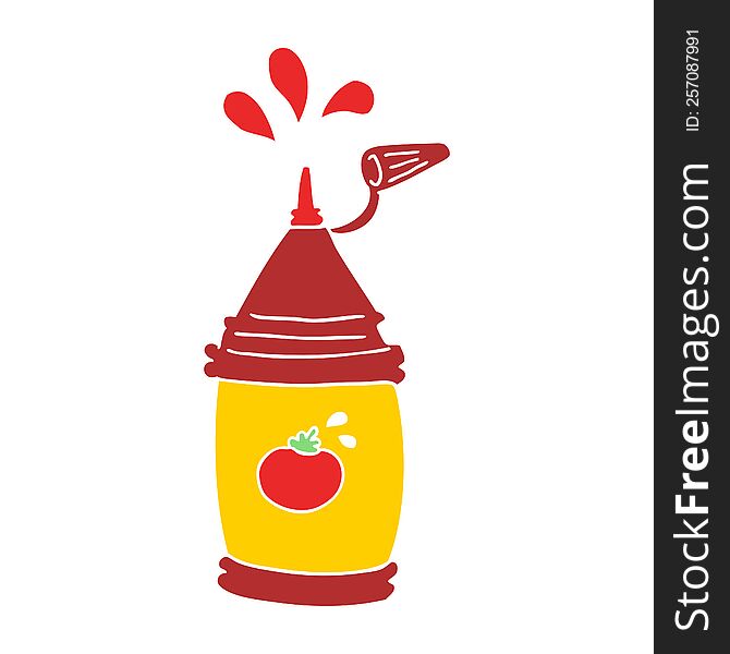 Flat Color Style Cartoon Ketchup Bottle