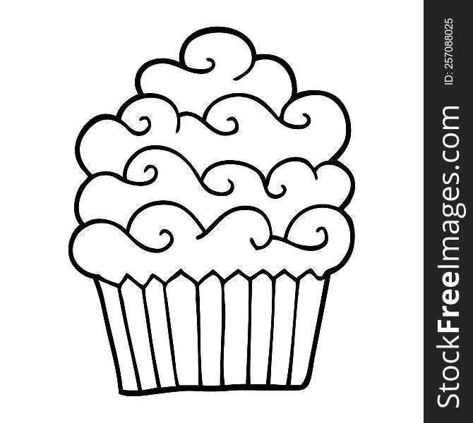 black and white cartoon vanilla cupcake