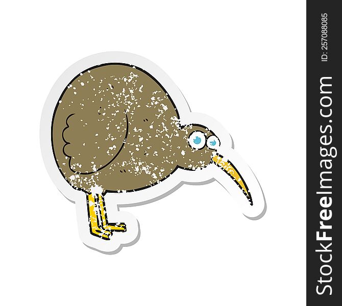 retro distressed sticker of a cartoon kiwi bird
