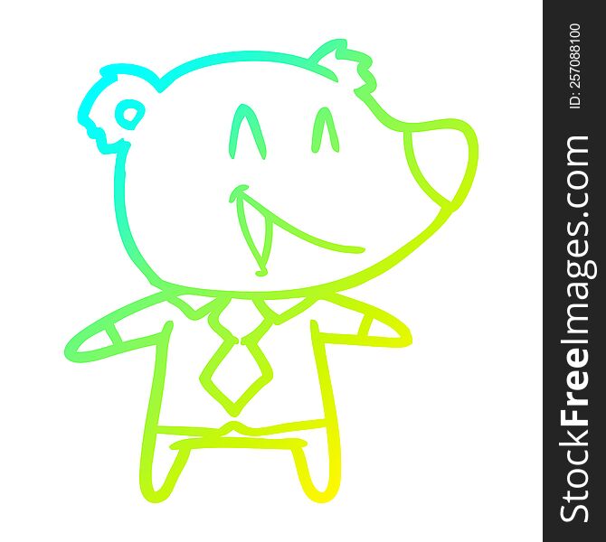 cold gradient line drawing of a cartoon bear in shirt and tie