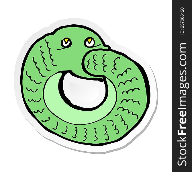 sticker of a cartoon snake eating own tail