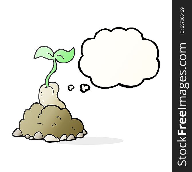 Thought Bubble Cartoon Sprouting Seed