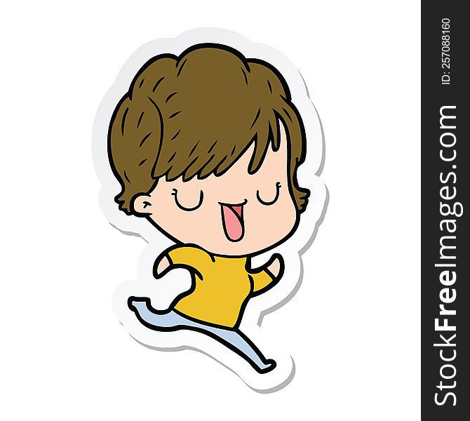 sticker of a cartoon woman talking